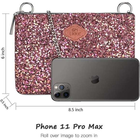 Red Clutch Purse for Women, Crossbody Glitter Evening Bag, Sequin Handbag - Picture 4 of 7